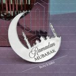 décoration fête médaille or lune minarets ramadan eid mubarak festif élégant acrylique
