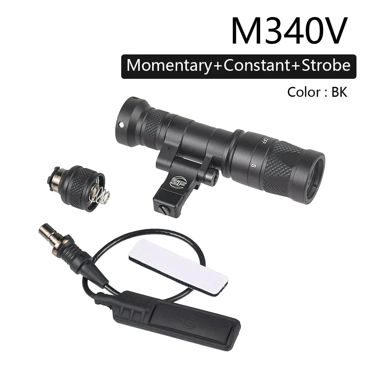 lampe torche tactique led noir texturée clip picatinny rechargeable chasse airsoft moderne