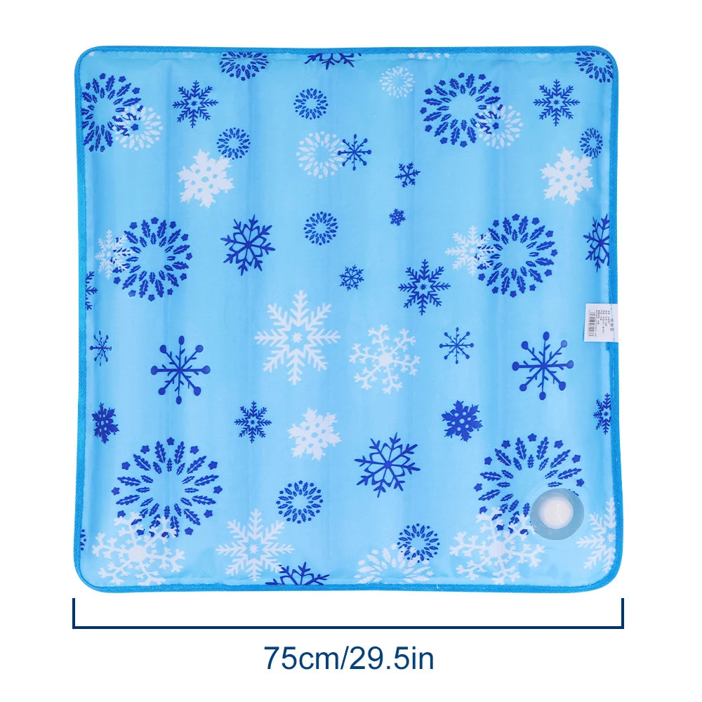 tapis rafraissant animal chat chien bleu blanc orange moderne texturé flocons neige