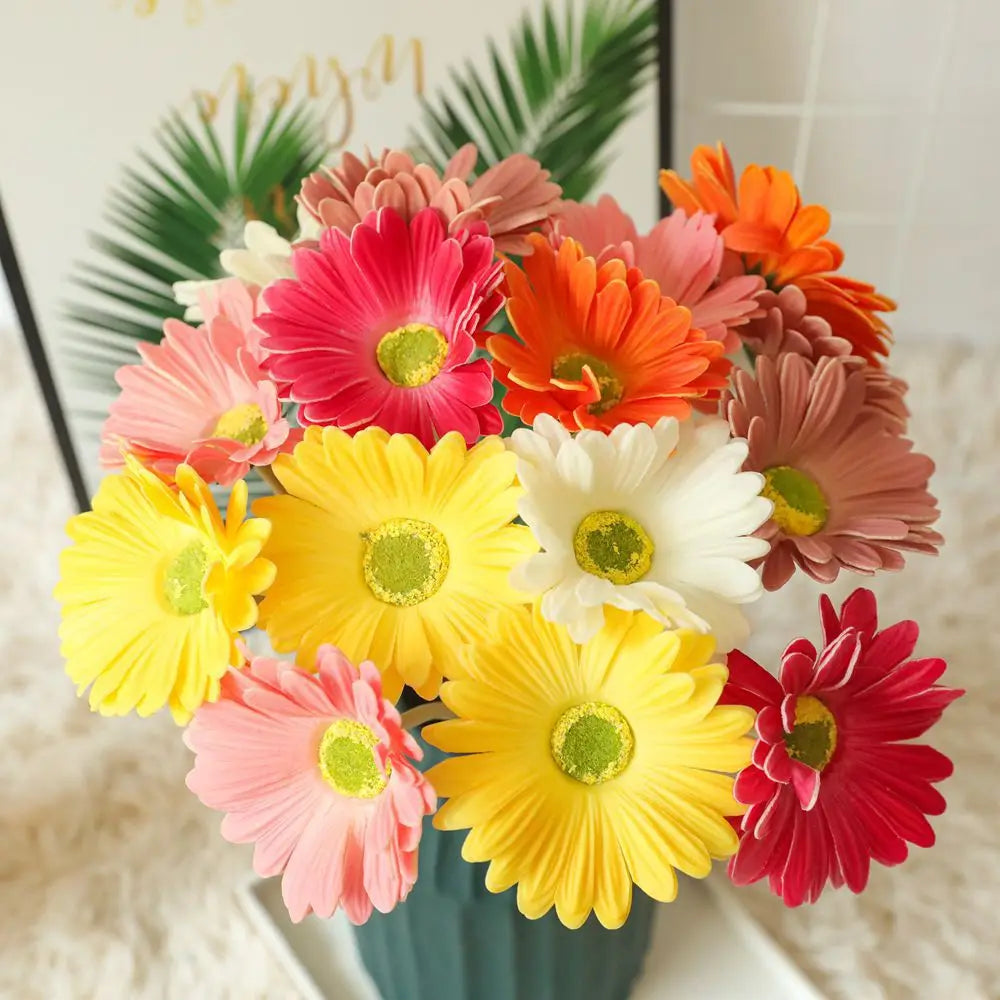 fleurs artificielles gerbera soie moderne intérieur mariage rose rouge jaune orange blanc