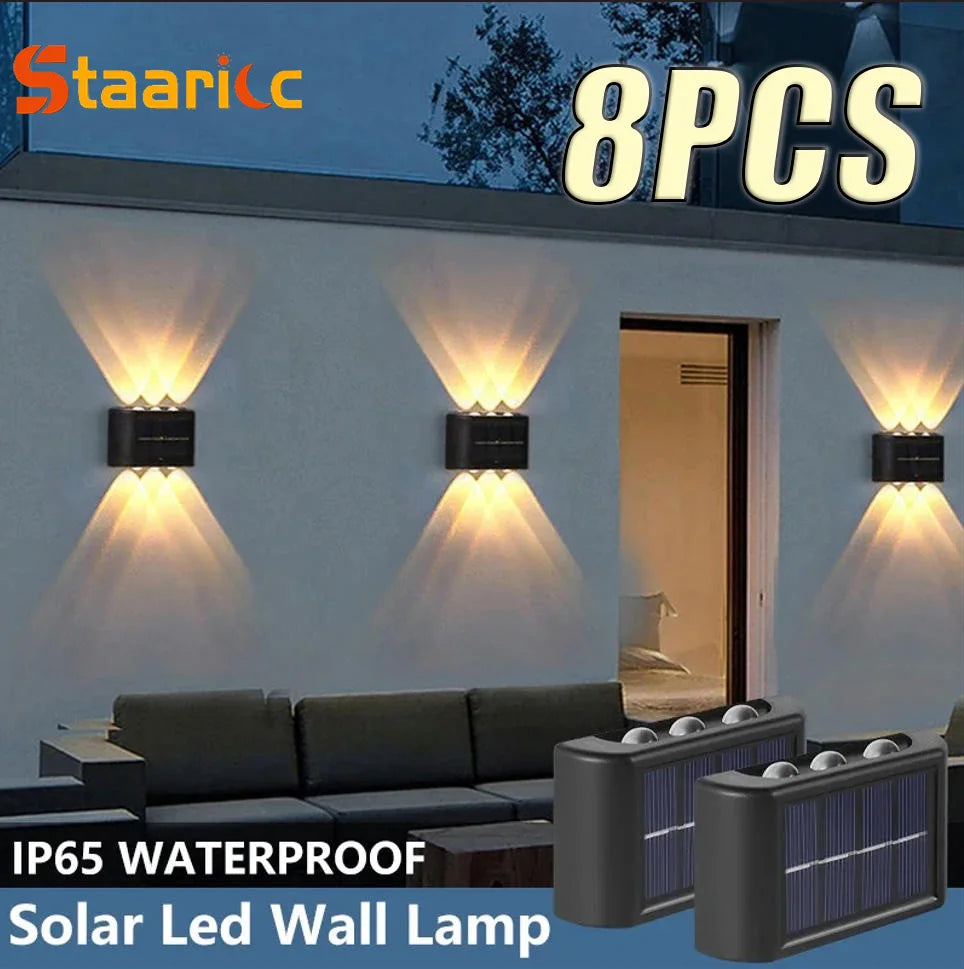 lampe murale led solaire noire moderne ip65 six leds bouton adhésif extérieure