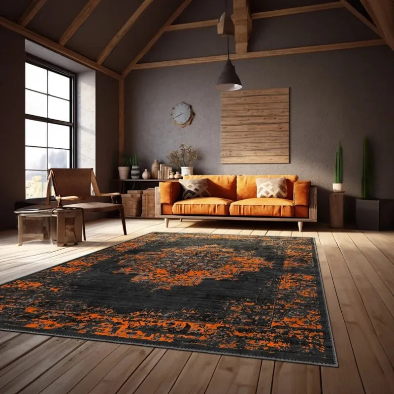 Détail de la texture douce et antidérapante du tapis terracotta