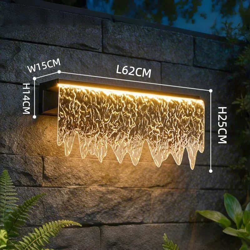 applique murale led moderne gouttes d'eau texture transparente noir fixée mur contemporain éclairage quotidien