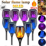 lampe solaire fleur décorative extérieure effet flamme violet bleu orange jardin jardinage extérieur moderne