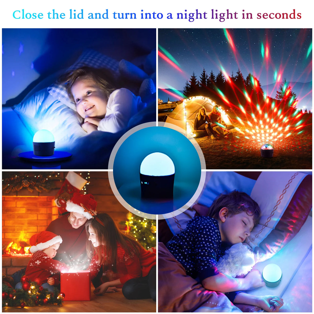 lumière led disco boule multicolore portative effet son activé moderne aimantée 3watts rechargeable câble