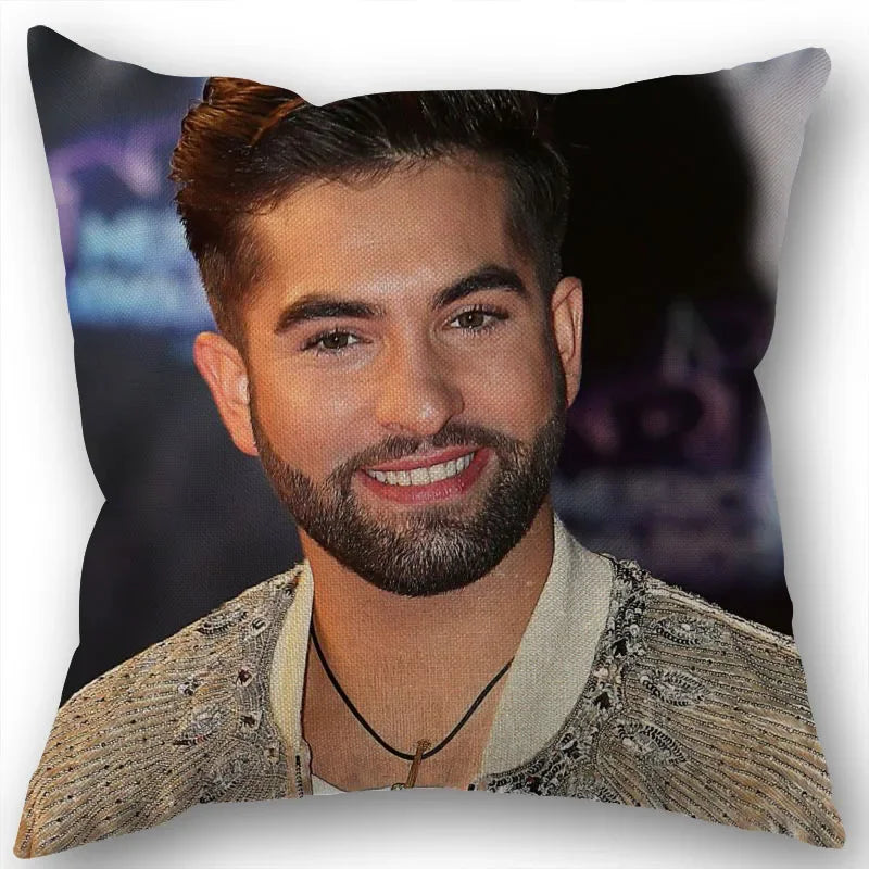 taie d'oreiller carrée 45x45cm moderne motif Kendji Girac imprimé uni côté opaque polyester