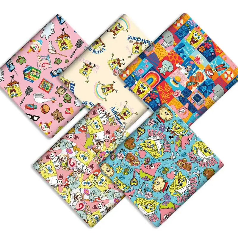 coussin pop art personnages animés bob l'éponge bleu rose polyester