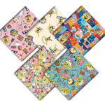 coussin pop art personnages animés bob l'éponge bleu rose polyester