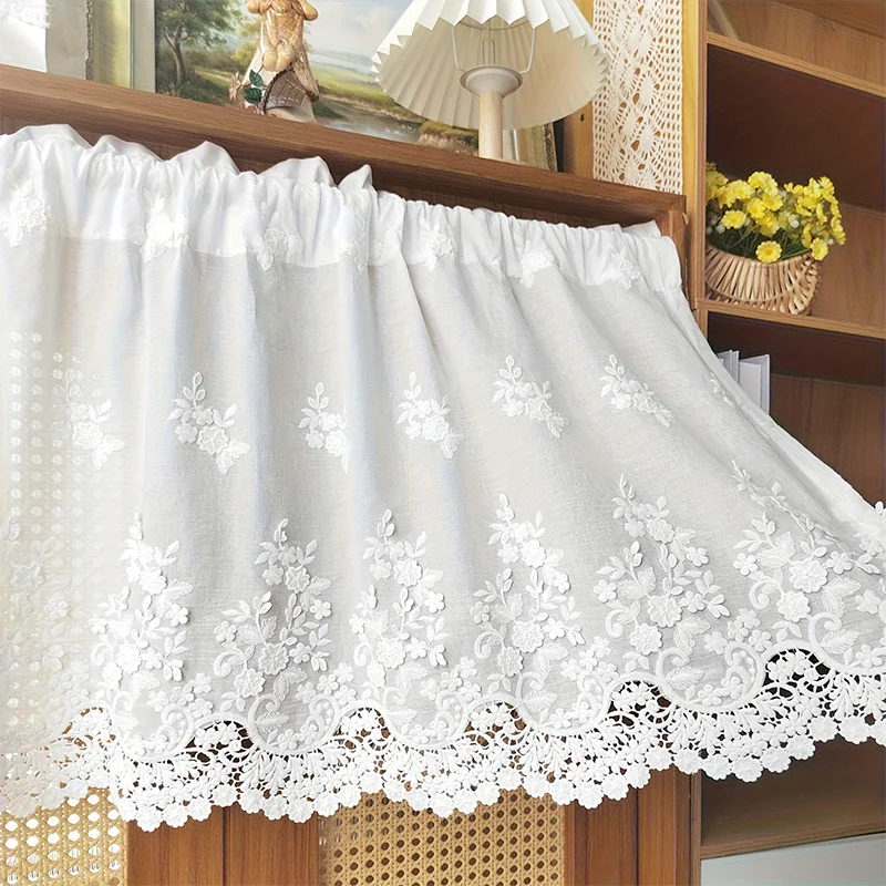 rideau blanc brodé fleurs translucide classique maison 100 150 200cm polyester