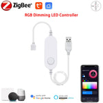 ruban led rgb multicolore adhésif contrôleur zigbee hub wifi câble usb moderne technologie