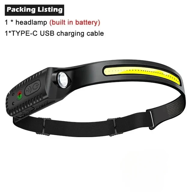 lampe frontale noire rechargeable usb led 350 lumens 230 large faisceau camping fishing