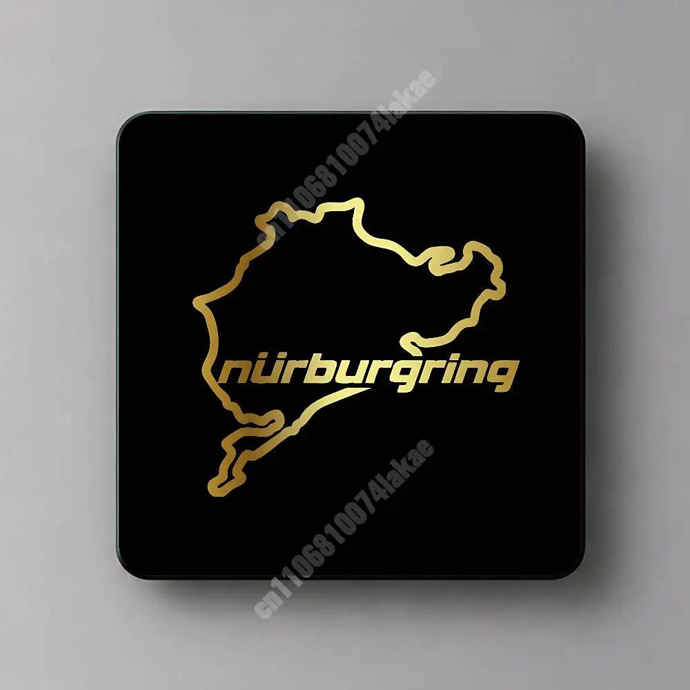 autocollant magnétique nürburgring circuit noir jaune doré moderne graphique réutilisable réfléchissant