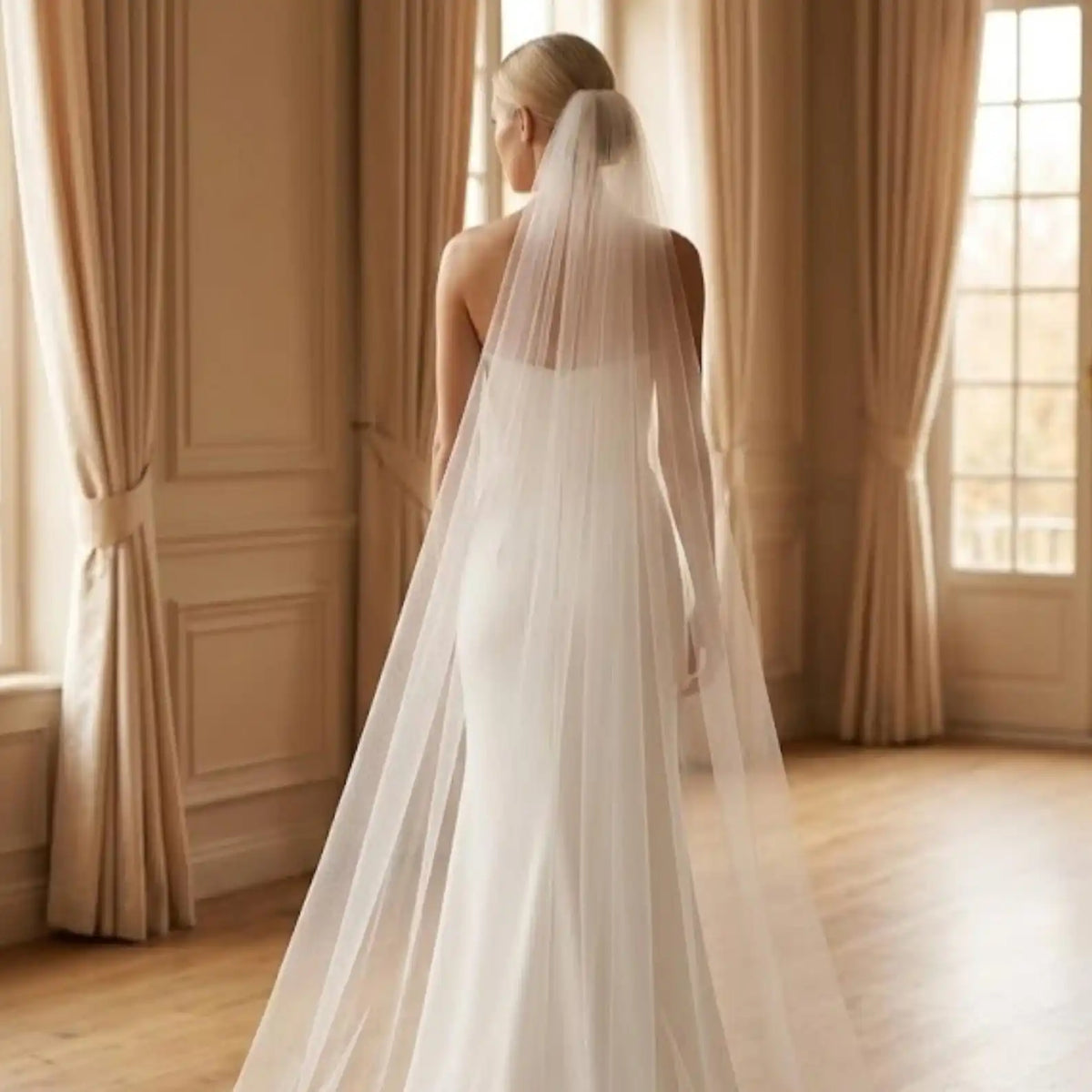 voile mariée classique blanc dentelle polyester translucide simple mariage traditionnel