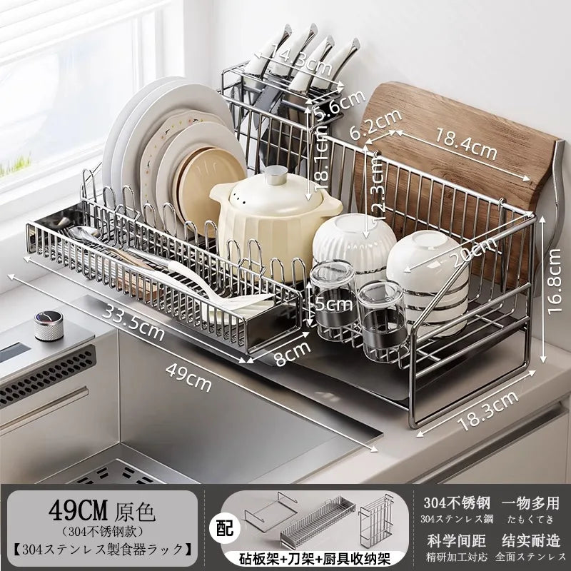 égouttoir vaisselle acier inoxydable moderne assiettes tasses cuillères couverts support cuisine respectueux environnement multifonctionnel