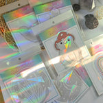 autocollant holographique motif animalier papillon chat champignons effet arc ciel transparent moderne adhésif mur