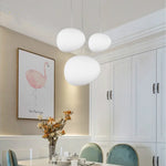 suspension led verre blanc moderne opaque salon chambre pendentif facile