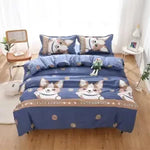 ensemble literie moderne housse couette drap plat taies oreiller fleurs gris rose blanc