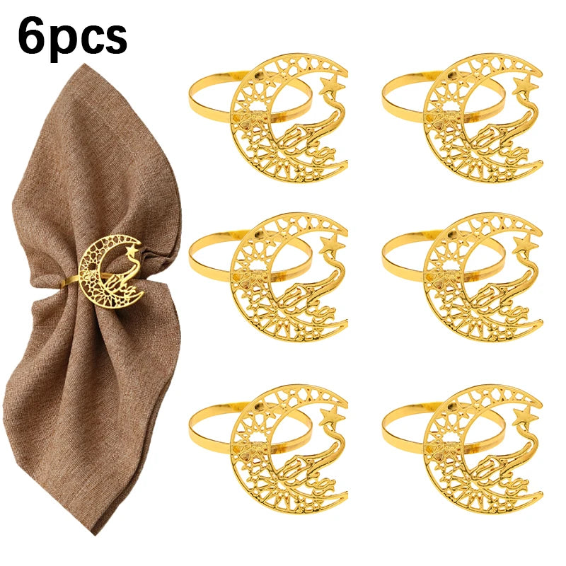 anneaux serviette or argent lune oiseau étoile ornements artisanal élégant ajustable fourchettes couteaux