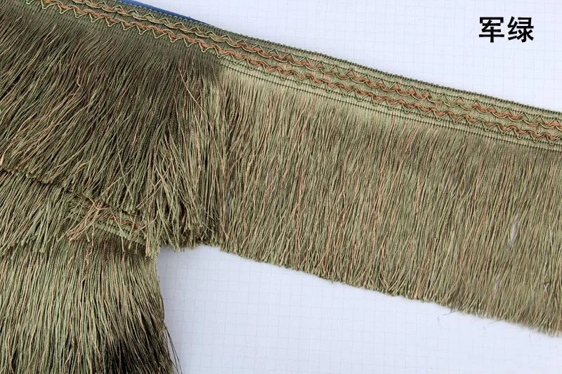 franges polyester 16cm dorées classiques vert olive party decoration rayures opaques variées couleurs