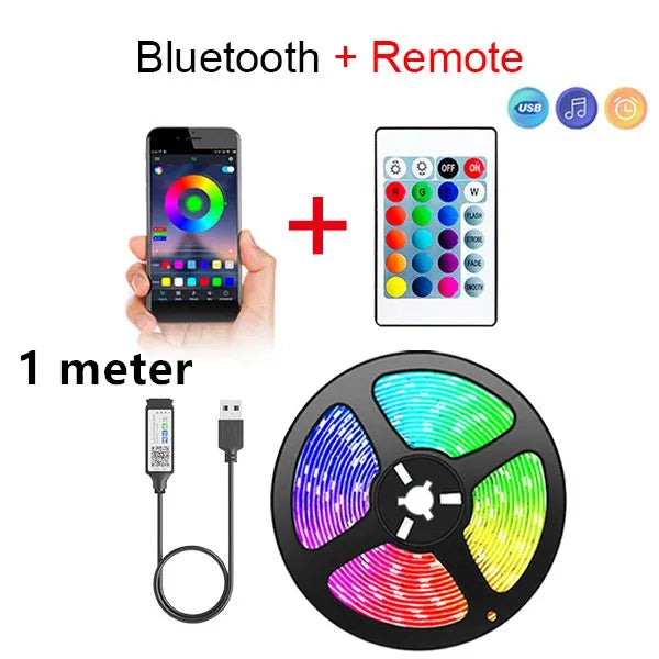 ruban led multicolore moderne télécommande adhésif 1m 2m 3m 5m led rouges vertes bleues