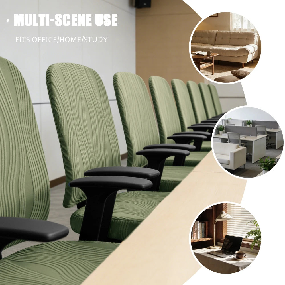 couvre chaise moderne vert olive rayures verticales polyester siège fauteuil chair decoration intérieure