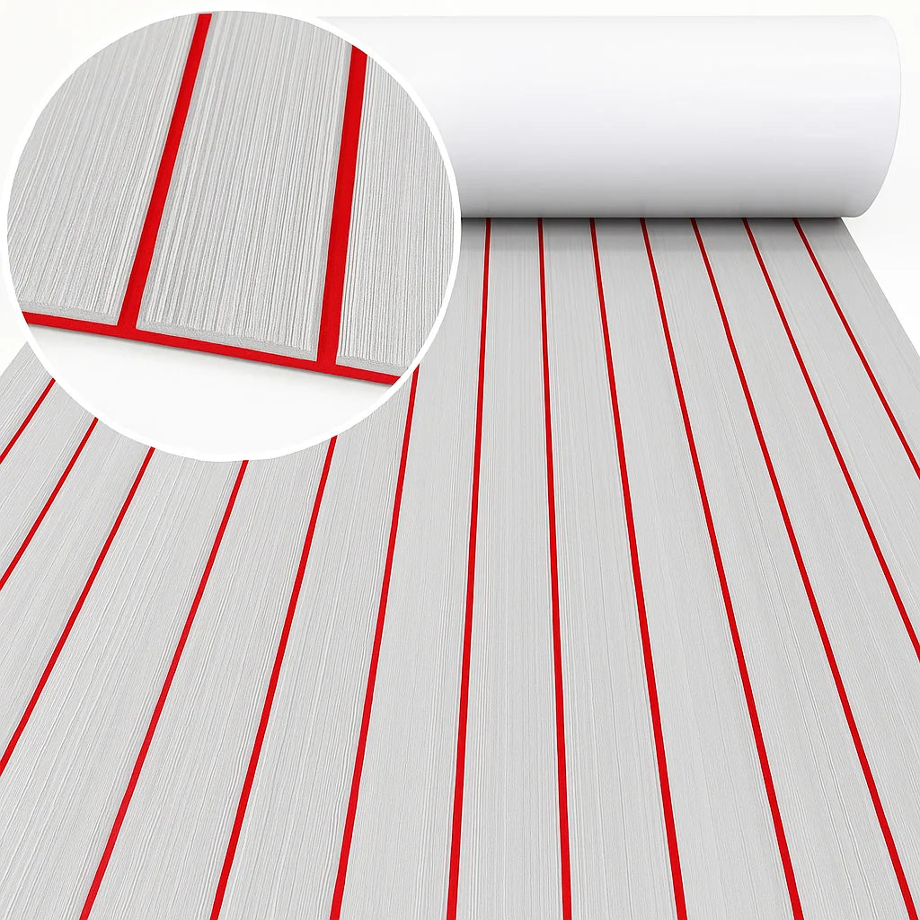 tapis sol bateau mousse eva antidérapant auto adhésif bleu clair noir rayures moderne