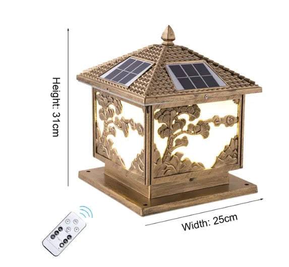 lampe solaire dorée ornement florale classique extérieure jardin télécommande ip65 résistante mưa nước