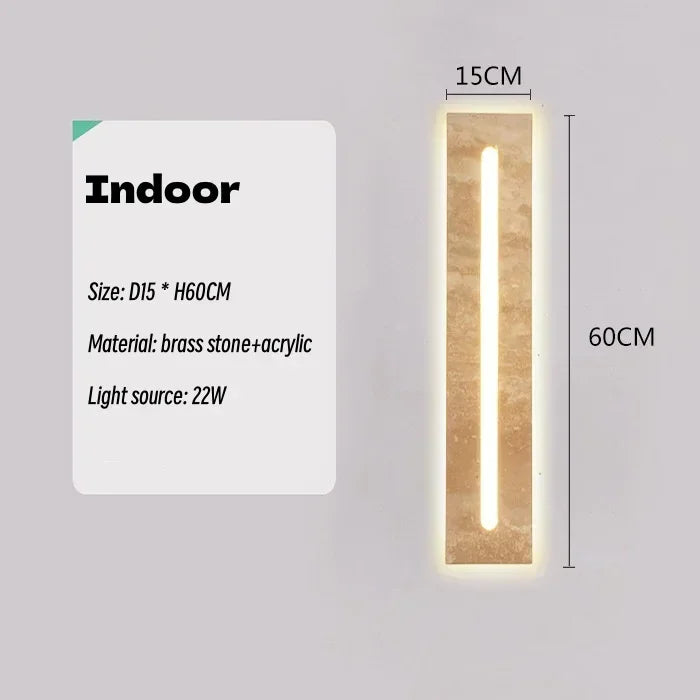 lampe murale moderne pierre naturelle texture marbrée hydrofuge ip65 85265v led 60cm 80cm beigeclair