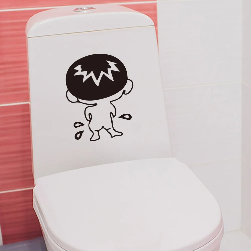 autocollant mural dessin animé personnage chapeau pointu noir blanc adhésif décoration maison toilette enfant