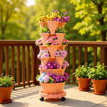 jardinière verticale empilable pots fleurs coniques roulettes mobiles moderne pratique