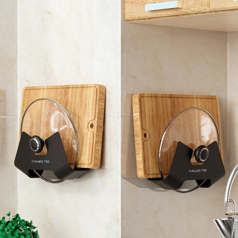 couvercle pot rangement mural porte plats adhésif transparent blanc noir minimaliste