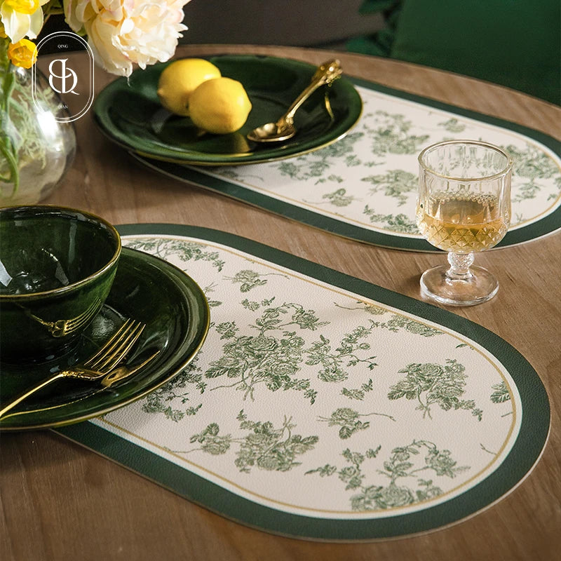 serviettes table florales blanc vert respectueuses environnement 20x12 pouces adhésives set table classique