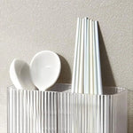 rangement mural transparent porte souvenirs adhésif rayures verticales moderne coupelle cuillère blanc