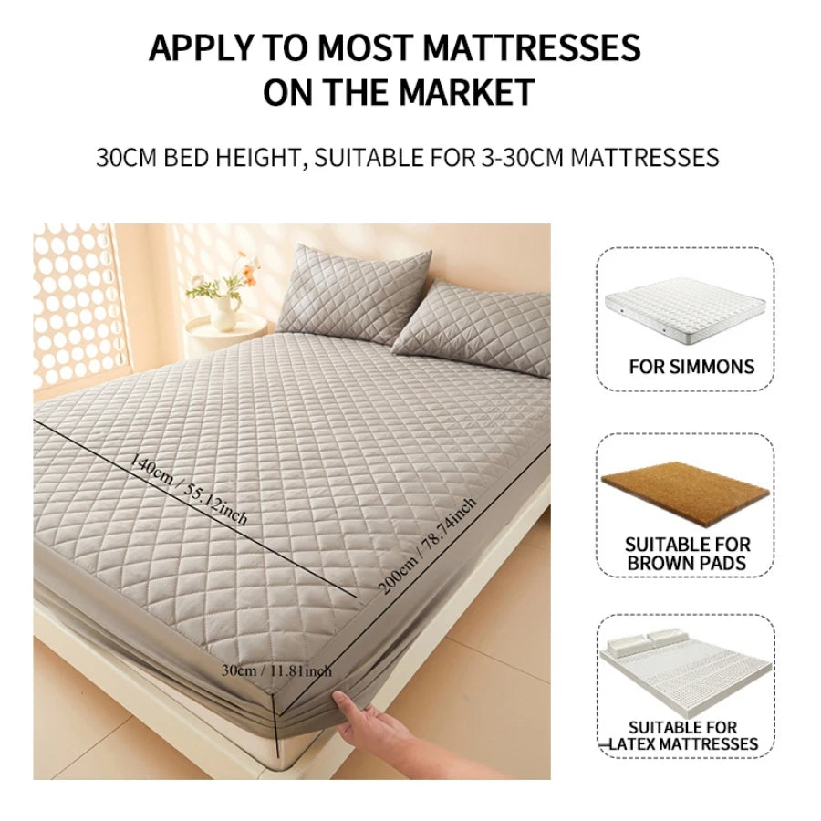 protège matelas gris clair quilté moderne 140x200cm 30cm hauteur lit polyester 200 fils
