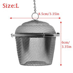 infuseur thé maille fine chaîne boucle moderne argenté filtre épices cuisine théière herbes thé