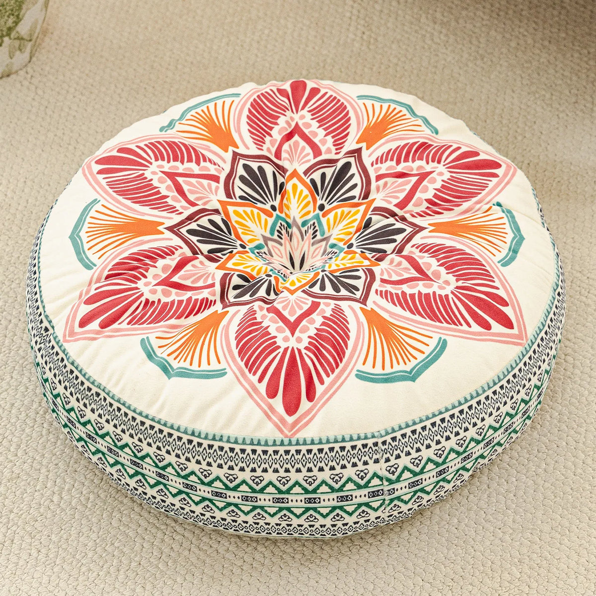 coussin canapé rond antidérapant polyester fleurs motifs géométriques ethnique simple