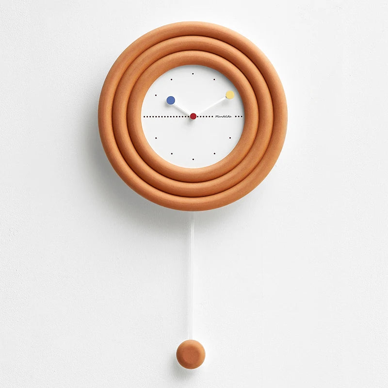 horloge murale moderne nordique aiguilles quartz bois concentrique bleu blanc