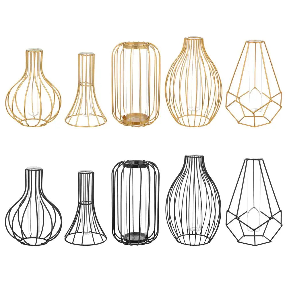 vase decoratif moderne noir or motif geometrique transparent decoration maison