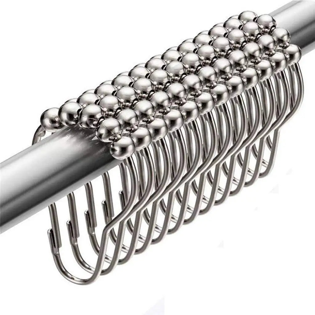boucle rideau douche argentée métal moderne accessoire nickel satiné poli