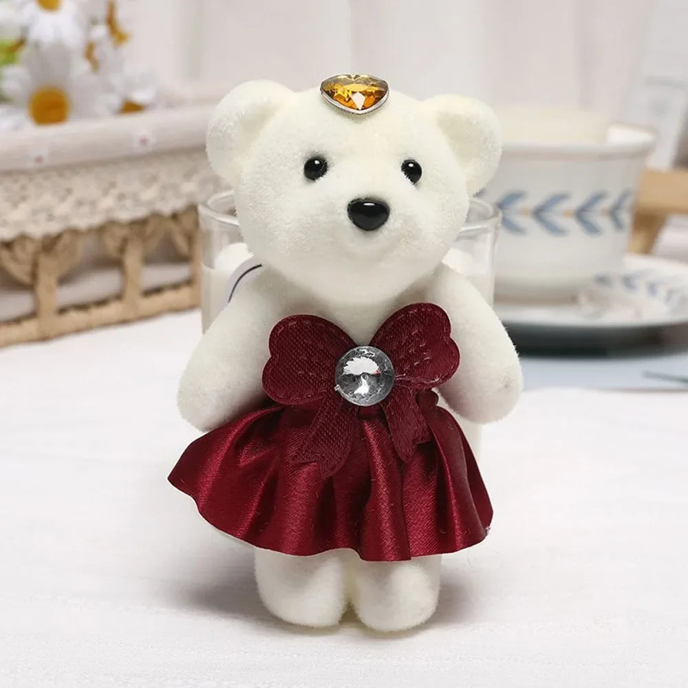 ours peluche blanc doux velouté rubans strass coeurs couronne dorée décoration anniversaire mariage