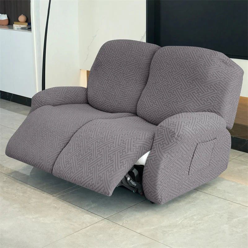 housse canapé inclinable gris jacquard moderne extensible poches fauteuil salon maison
