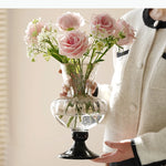 vase transparent gravé rose noir vert violet strié classique moderne table