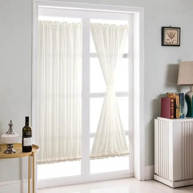 rideau fenêtre porte coulissante double poche polyester plissé beige gris blanc opaque classique européen