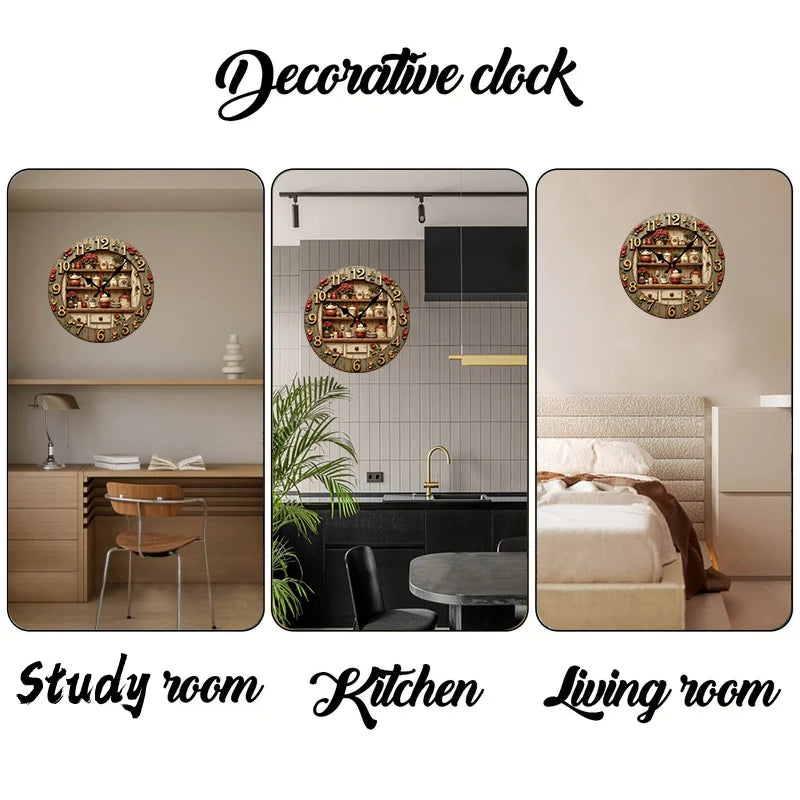 Horloge murale bois design avec aiguilles