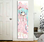 affiche murale anime rose blanche bleue twintails robe pois opaque chambre dortoir