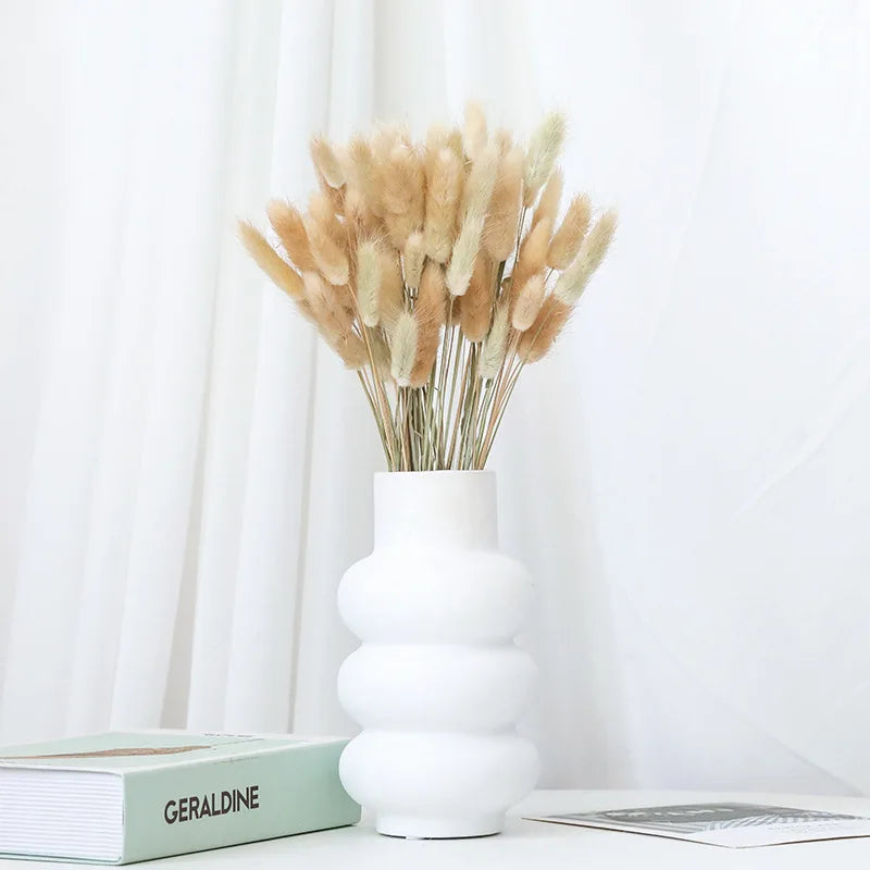 bouquet plumes séchées naturel blanc beige vase ruban decoration maison anniversaire mariage