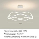 suspension lumineuse contemporaine blanc doré ondulée moderne fixée chaînes lumière chambre salon