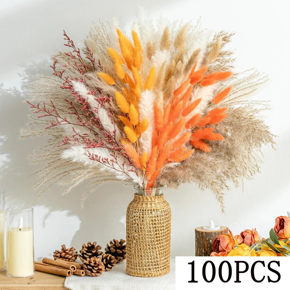 bouquet fleurs séchées automne orange naturel rustique décoration maison anniversaire mariage festive