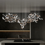 suspension lumineuse contemporaine transparente dorée élégante 120cm 170cm 200cm led 3000k 4000k 6000k