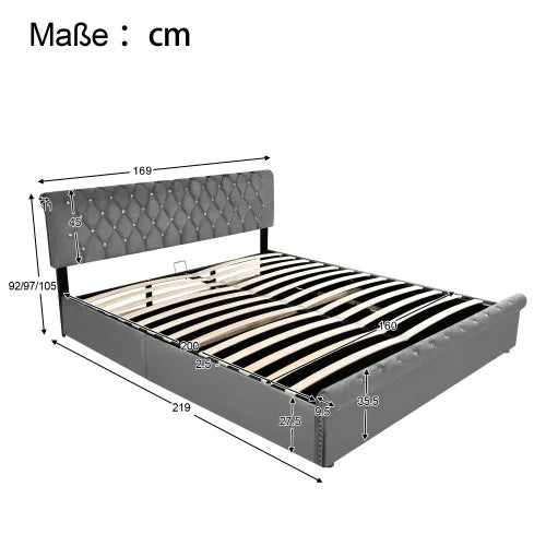 Détail du capitonnage et de la tête de lit en ardoise